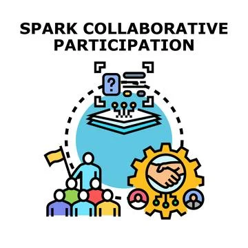Collaborative participation creating innovative ideas and solutions Stock Illustration