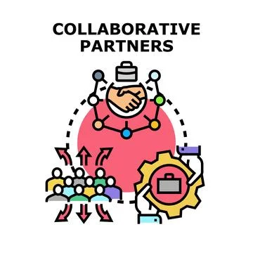 Collaborative partners working together on business projects Illustrazione stock