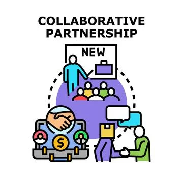 Collaborative partnership concept with business development and learning Stock Illustration