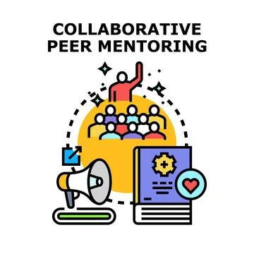 Collaborative peer mentoring for education and development concept Stock Illustration