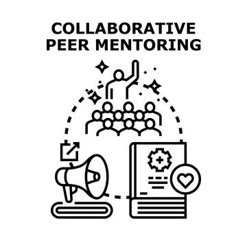 Collaborative peer mentoring for education and development concept Stock Illustration