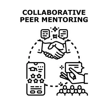 Collaborative peer mentoring supporting online learning and development Stock Illustration