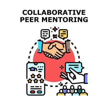 Collaborative peer mentoring supporting online learning and development Stock Illustration