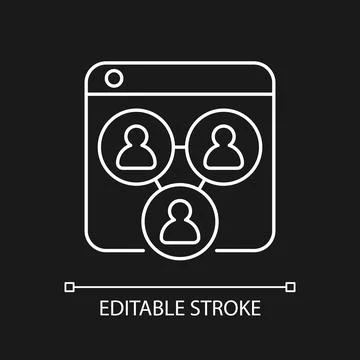 Collaborative platforms white linear icon for dark theme Illustrazione stock