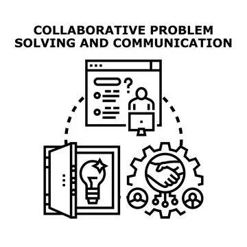 Collaborative problem solving communication and teamwork concept Stock Illustration