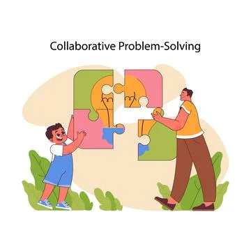 Collaborative Problem Solving concept. Flat vector illustration Illustrazione stock