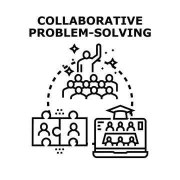 Collaborative problem solving process engaging diverse teams remotely Stock Illustration