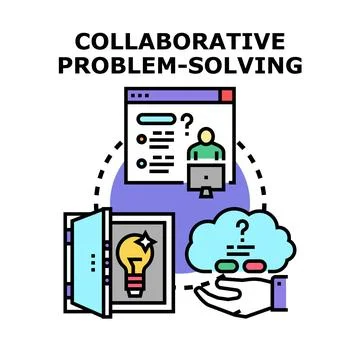 Collaborative problem solving process finding creative solution Stock Illustration