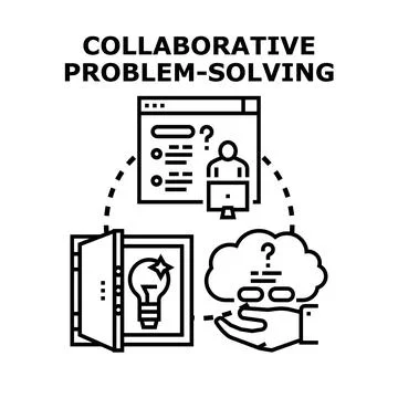 Collaborative problem solving process finding creative solution Stock Illustration
