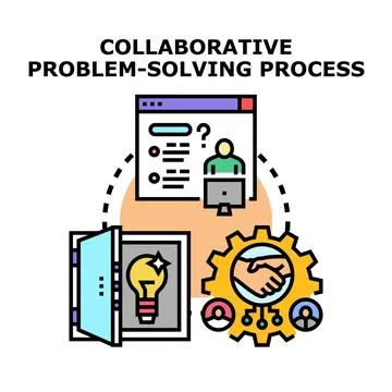 Collaborative problem solving process vector icon concept Stock Illustration
