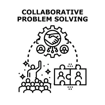 Collaborative problem solving team brainstorming ideas together Stock Illustration