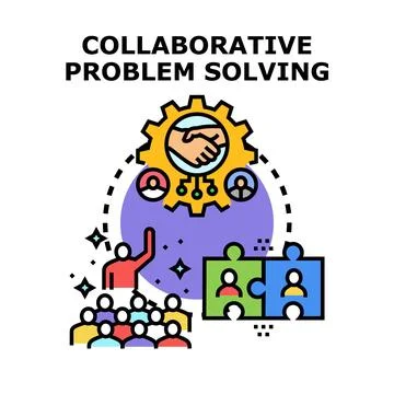 Collaborative problem solving team brainstorming ideas together Stock Illustration