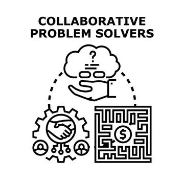 Collaborative problem solving team working on business solutions Stock Illustration