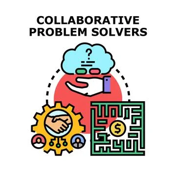 Collaborative problem solving team working on business solutions Stock Illustration