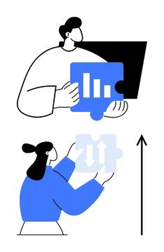 Collaborative Problem Solving through Puzzle Pieces and Growth Concepts 스톡 일러스트