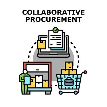 Collaborative procurement process managing online orders and logistics Stock Illustration