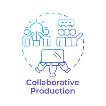 Collaborative production blue gradient concept icon Ilustración de archivo