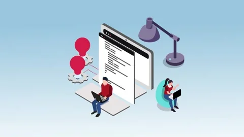 Collaborative Programming and Innovation 3d animation cartoon Stock Footage 302529685