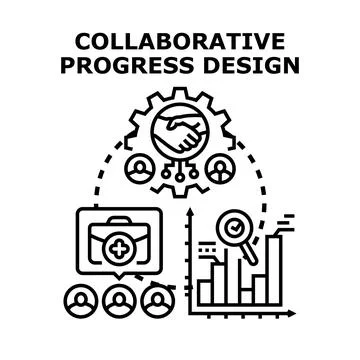 Collaborative progress design meeting for business solutions Stock Illustration
