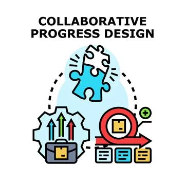 Collaborative progress design process planning and development Stock Illustration