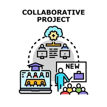 Collaborative project developing innovative solutions via remote education Stock Illustration