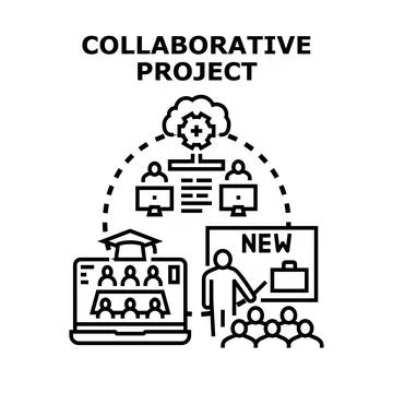 Collaborative project developing innovative solutions via remote education Stockillustratie