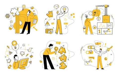 Collaborative Project Management Process with Teamwork and Innovation イラスト素材