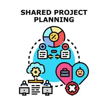 Collaborative project planning and goal achievement concept 스톡 일러스트