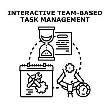 Collaborative project progress and efficient task management systems Stock Illustration