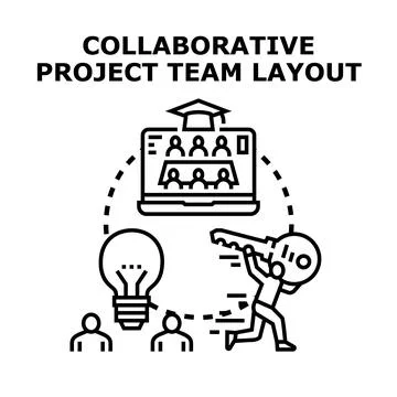 Collaborative project team developing innovation solutions Stock-Illustration