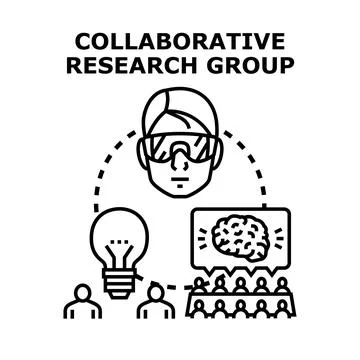 Collaborative research group working on research project Stock Illustration