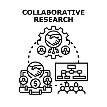 Collaborative research project development and teamwork concept Stock Illustration