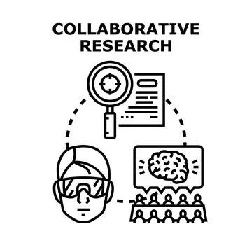 Collaborative research project development and science studies Stock Illustration