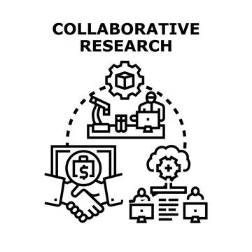 Collaborative research project development and funding Stockillustratie