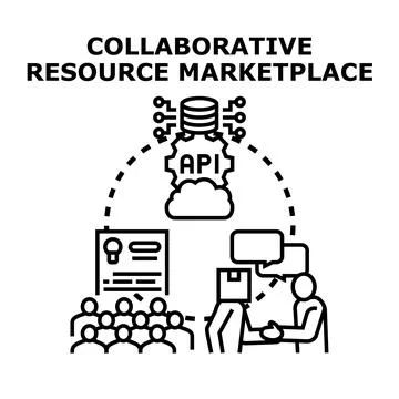 Collaborative resource marketplace concept vector illustration Illustration