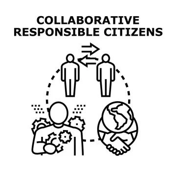 Collaborative responsible citizens working together for global partnership Stock Illustration