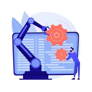 Collaborative robotics abstract concept vector illustration. Stock Illustration