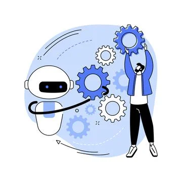 Collaborative robotics abstract concept vector illustration. Stock Illustration