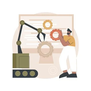 Collaborative robotics abstract concept vector illustration. Stock Illustration