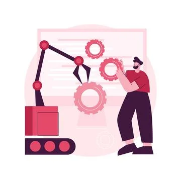 Collaborative robotics abstract concept vector illustration. Stock Illustration