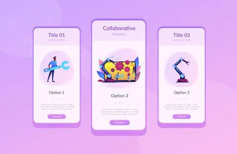 Collaborative robotics app interface template. Stock Illustration