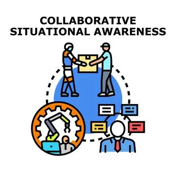Collaborative situational awareness system vector concept Stock Illustration