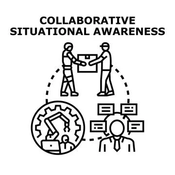 Collaborative situational awareness system vector concept Stock Illustration