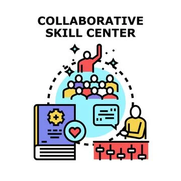 Collaborative skill center developing group training program Stock Illustration