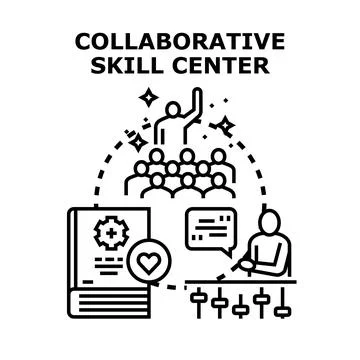 Collaborative skill center developing group training program Stock Illustration