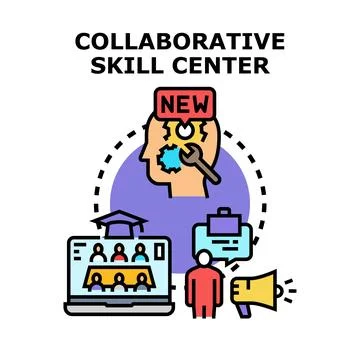 Collaborative skill center developing new learning abilities Stock Illustration