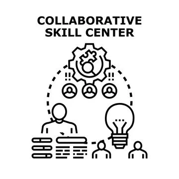 Collaborative skill center providing teamwork and learning solutions Stock Illustration