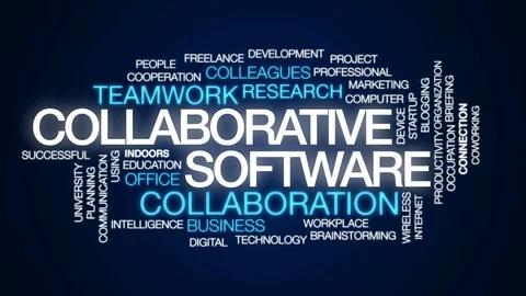 Collaborative software animated word cloud, text design animation. Stock Footage 81735747