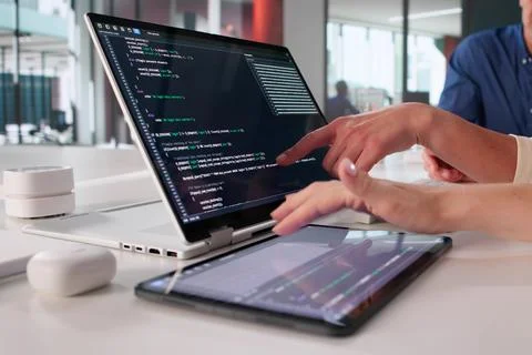 Collaborative Software Development In Modern Office Environment With Diverse  写真素材