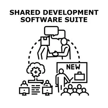 Collaborative software development suite concept illustration Stock Illustration